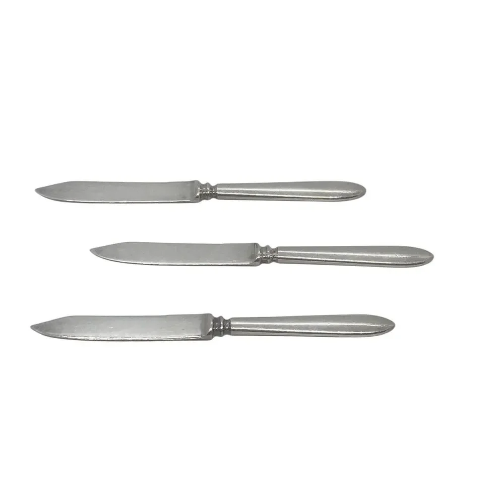 Mid 20th Century Glossy Silver Plate 6 1/4” Fruit Knives Set Of Three Unbranded